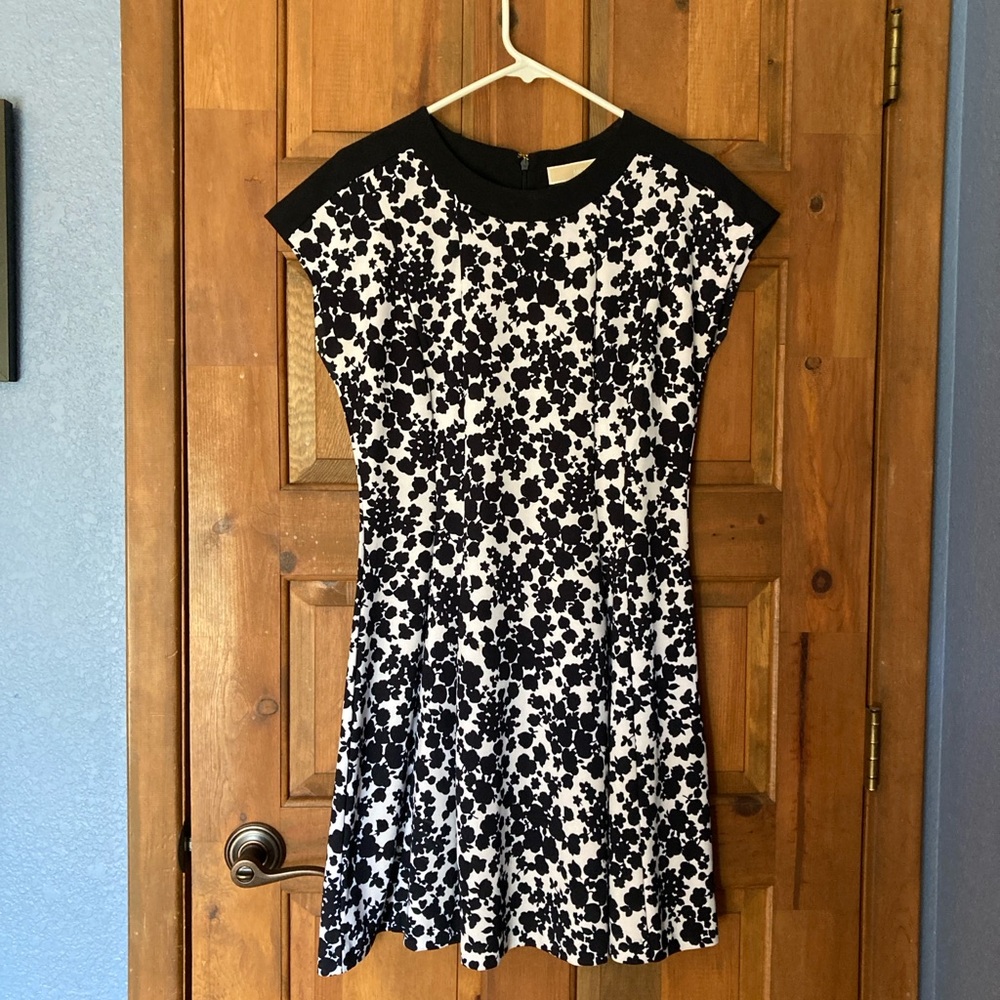 MICHAEL Michael Kors Navy and White ponte flower fit and flare